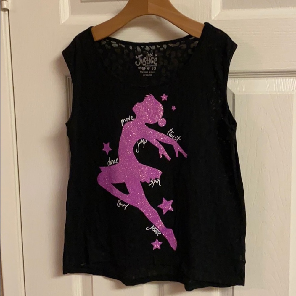 🌺5/$25 Justice Black and Pink dance tank top🌺